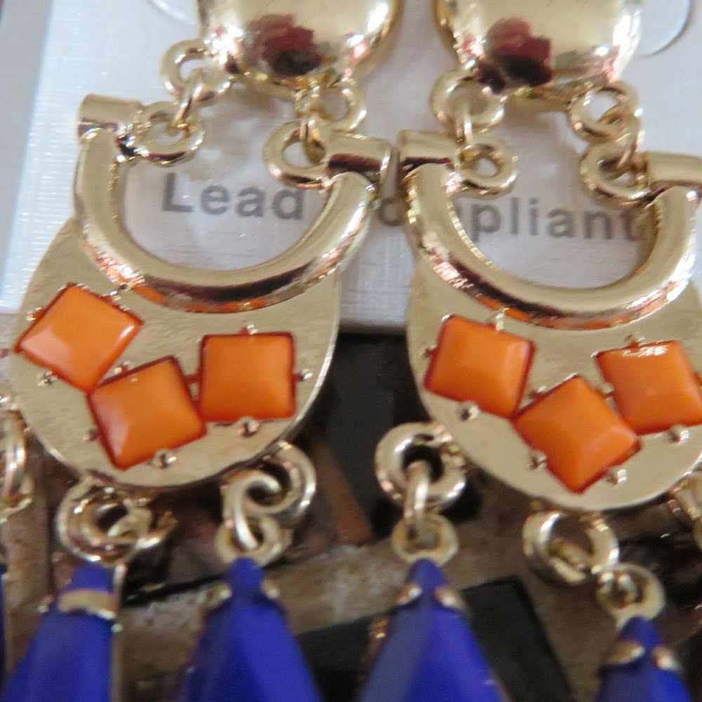 DANGLING GOLD/ORANGE/PURPLEBLUE WITH POST